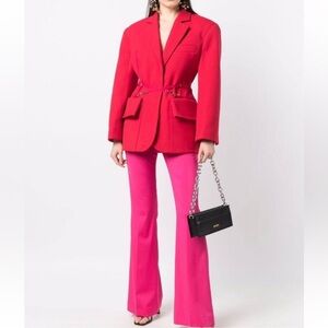 Chic Red Wool Blazer Jacket